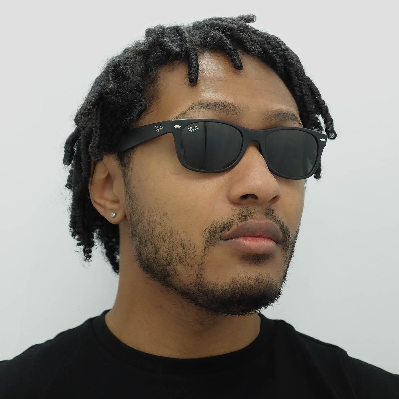 Ray-Ban Rectangle Black Rubber Green New Wayfarer 2132 Sunglasses image 6