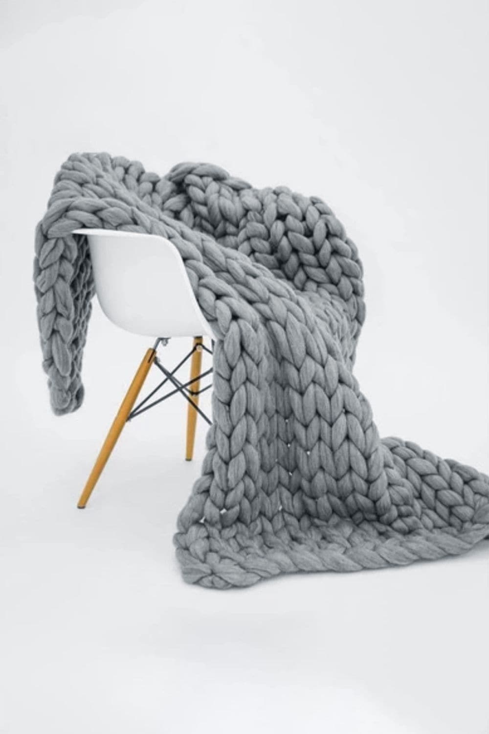 Living and Home 100cm L x 80cm W Office Chunky Knitted Nap Blanket Home Decor Sofa Throw Blanket image 1