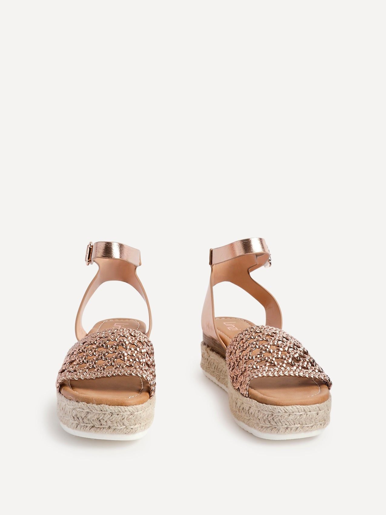 Linzi Sundown Rose Gold Faux Leather Handwoven Espadrille Flatform Sandal image 3