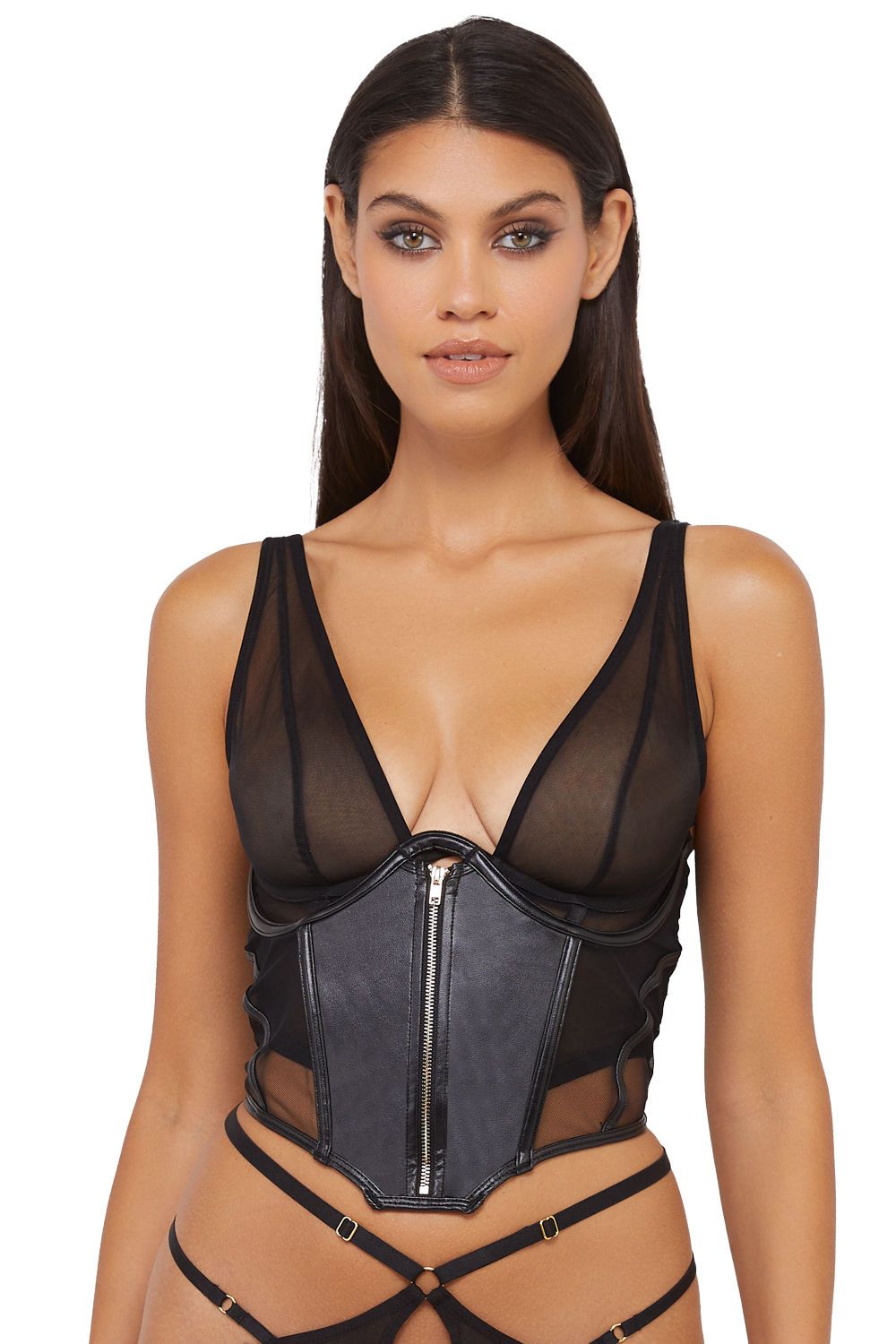 Playful Promises Maeve Black Vegan Leather 'Underbust Corset' image 1