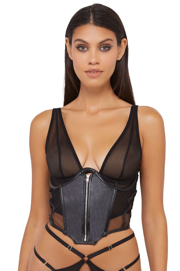 Playful Promises Maeve Black Vegan Leather 'Underbust Corset'