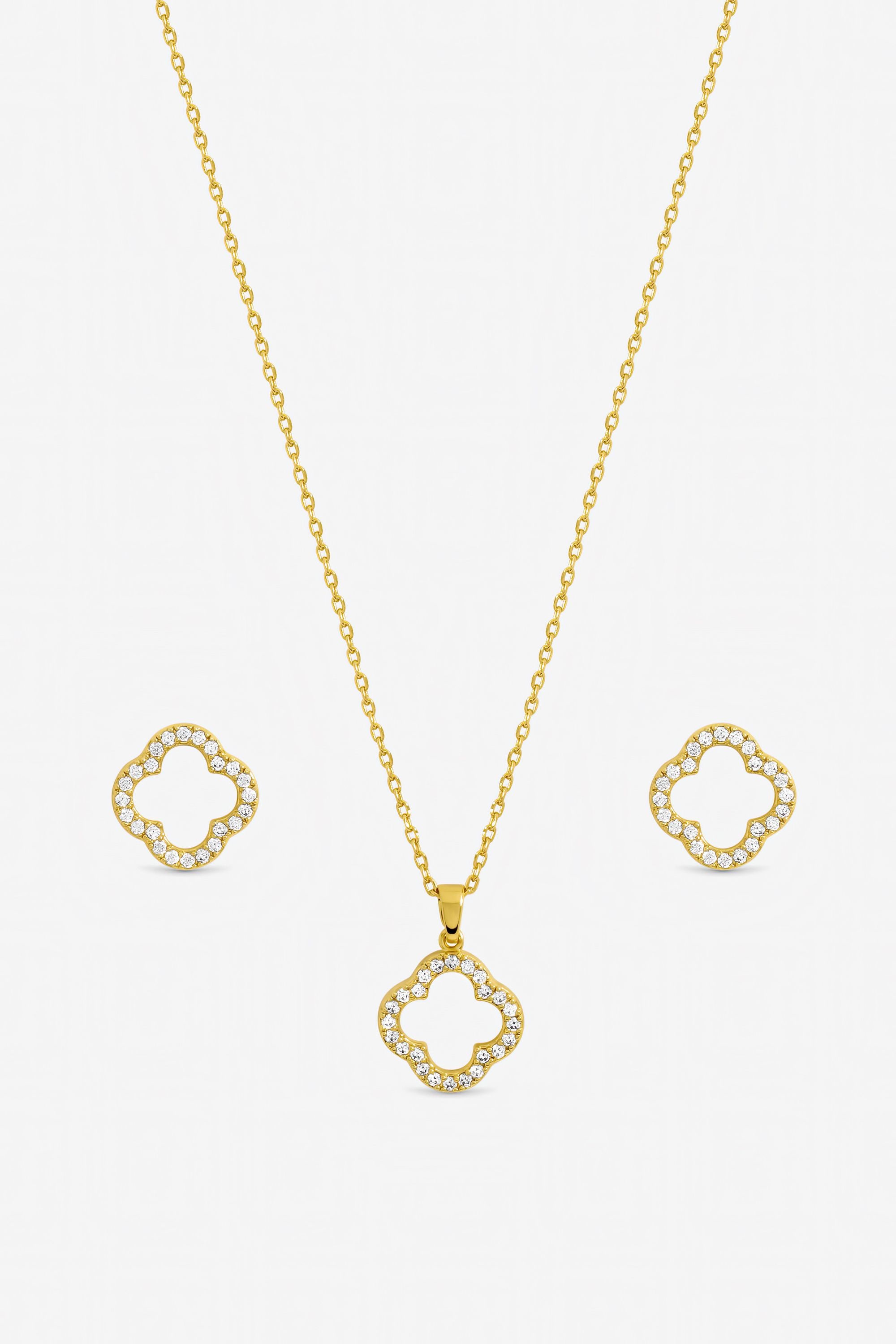 Jon Richard Gold Plated Cubic Zirconia Open Clover Set - Gift Box image 2