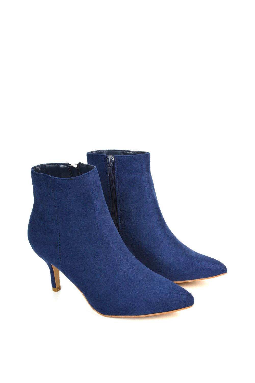 XY London 'Anastsia' Low Mid Kitten High Heel Stiletto Zip-Up Ankle Boots image 3