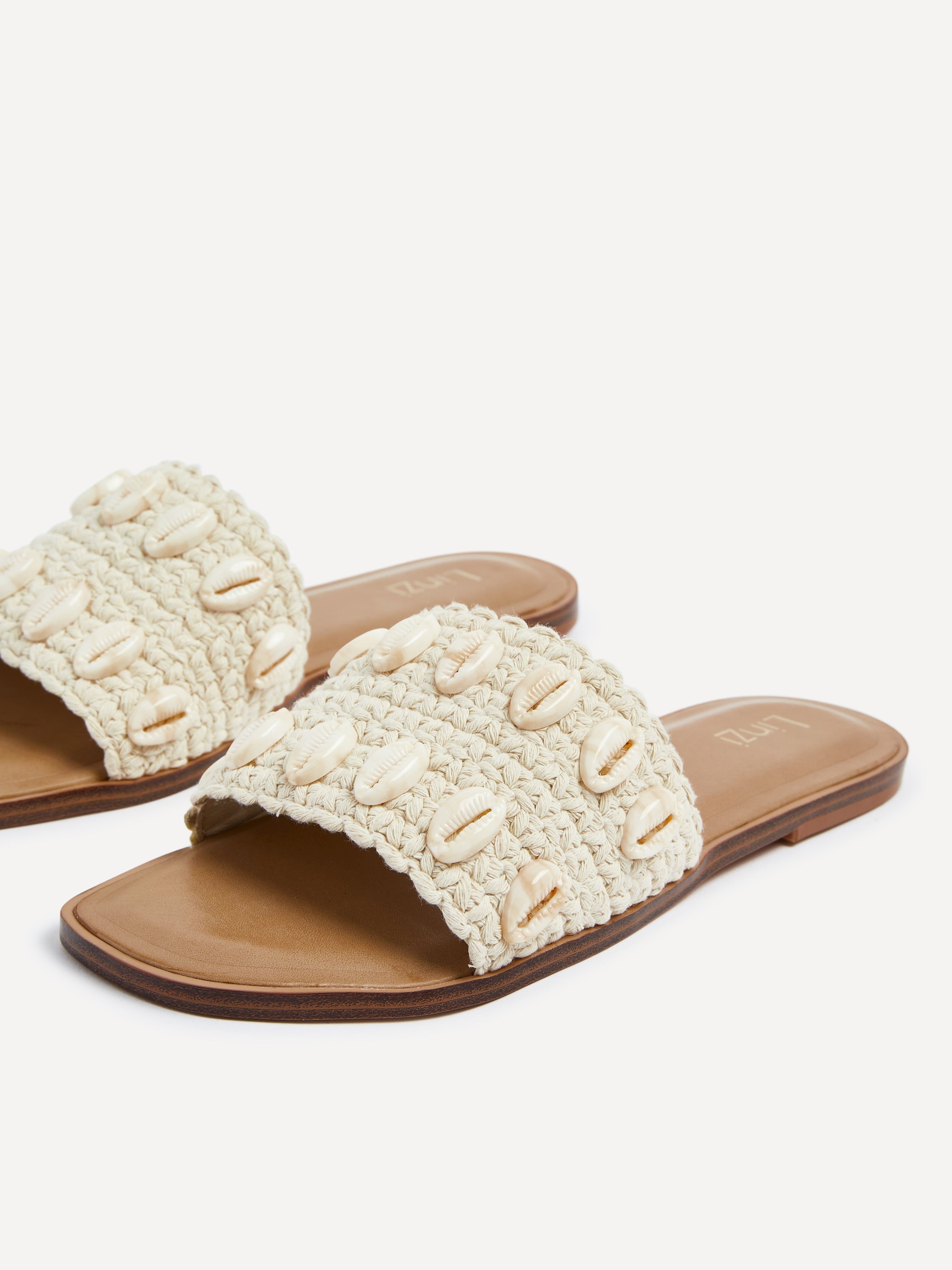 Linzi Shell Natural Raffia Shell Embellished Flat Sandal image 5