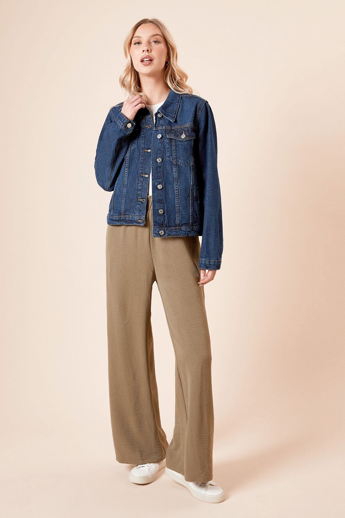 Dorothy Perkins Paperbag Waist Wide Leg Trouser Khaki image 2