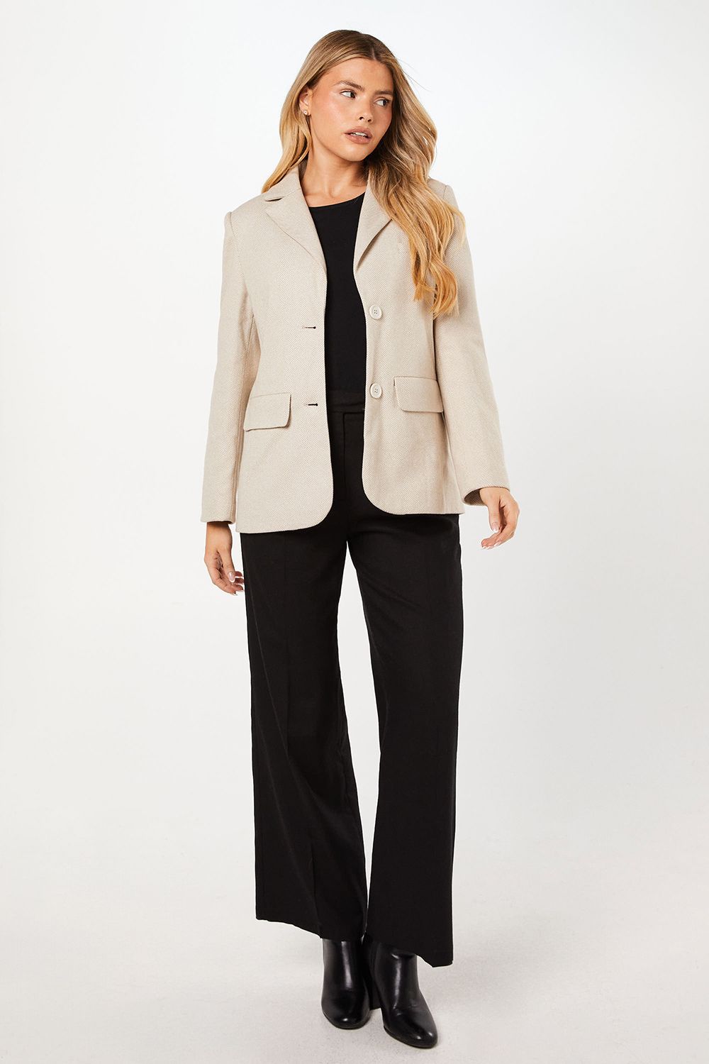 Dorothy Perkins Herringbone Oversized Blazer Neutral image 4