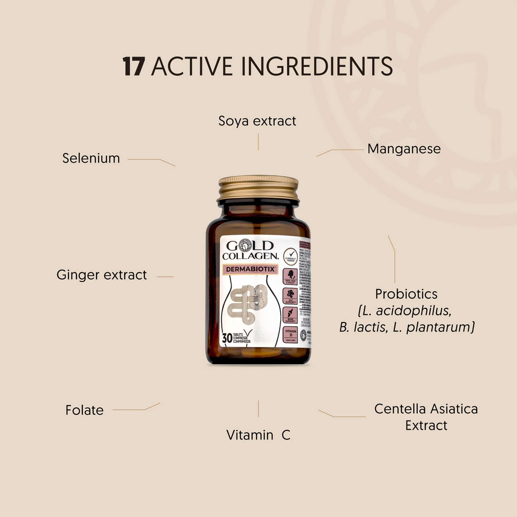 Gold Collagen Dermabiotix Tablets x 30 image 2