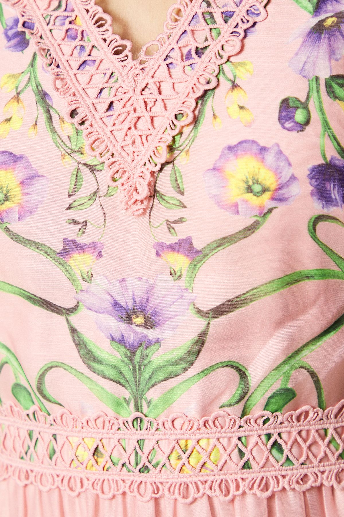 Coast Printed V Neck Long Sleeve Organza Midaxi Dress Pink image 5