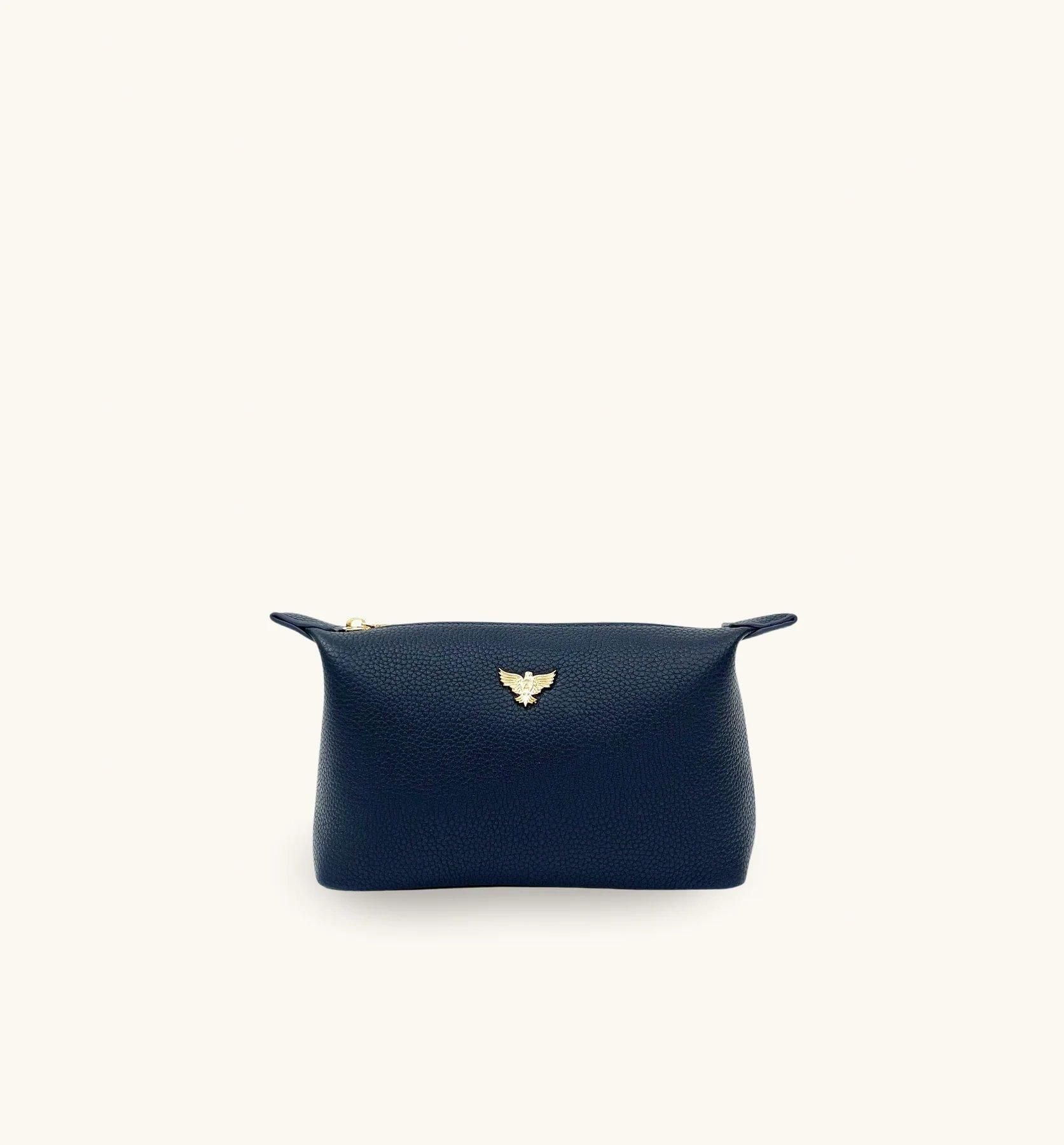 Apatchy London Small Leather Navy Makeup Bag image 1