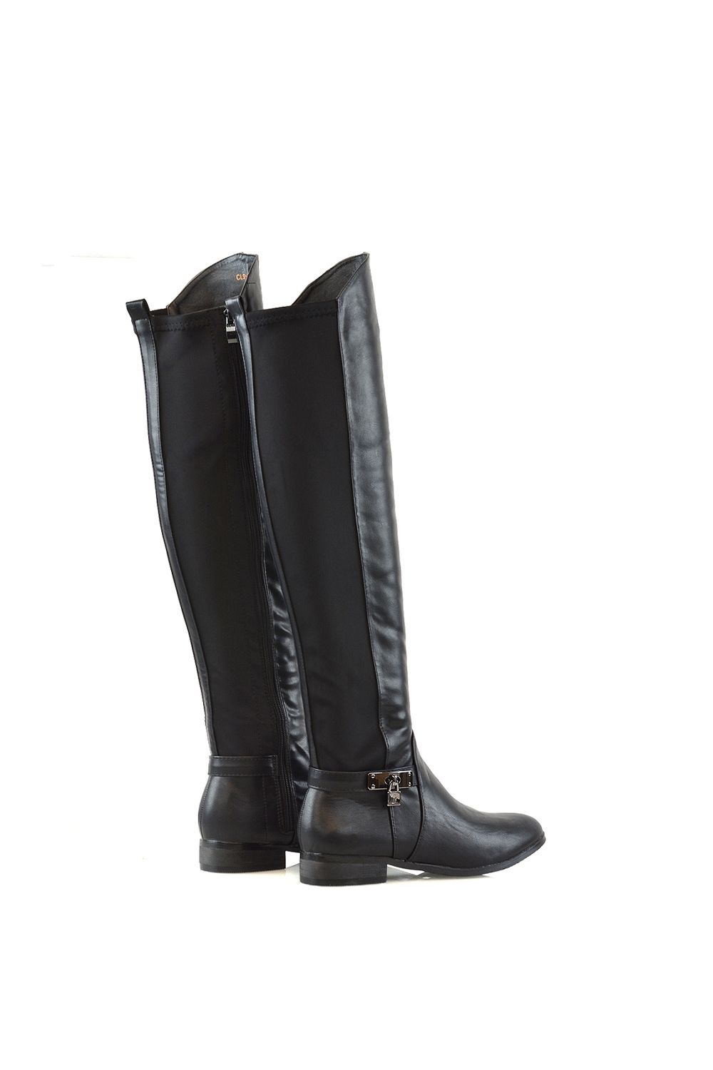 XY London 'Bella' Flat Elasticated Over The Knee Boots With Zip Fastening image 2