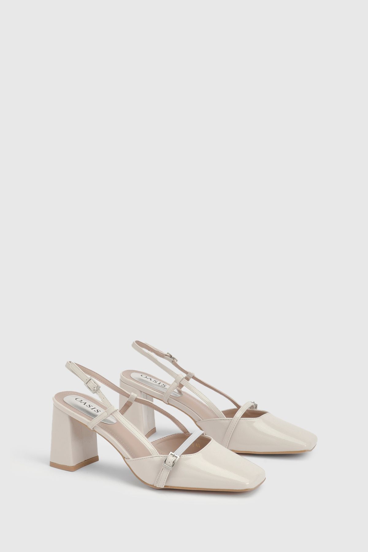 Oasis Becky Slingback Block heeled Sandals Beige