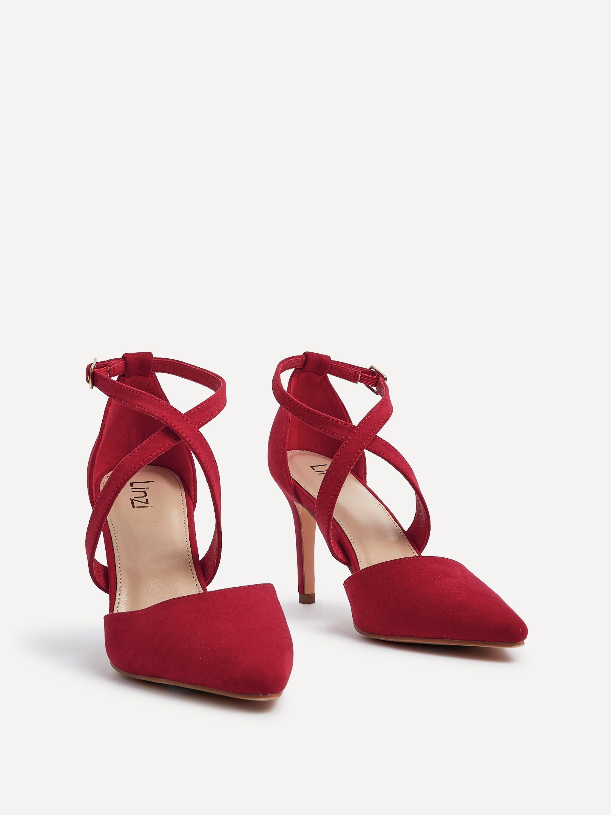 Linzi Runway Red Faux Suede Stiletto Court Heel image 3
