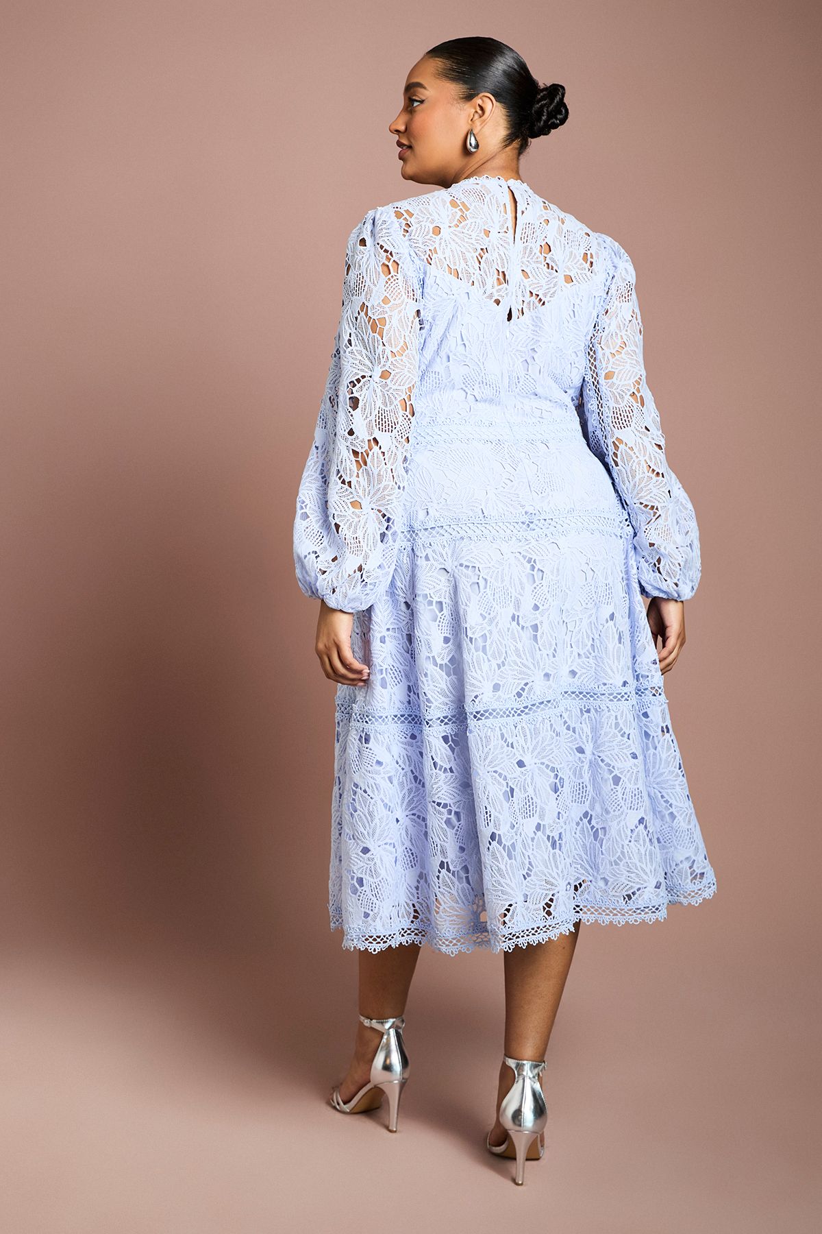 Coast Plus Lace Panelled Long Sleeve Dress Lavender image 3