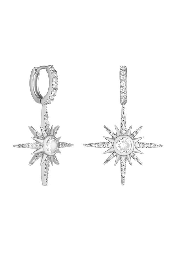 Jon Richard Rhodium Plated Star Huggie Earrings