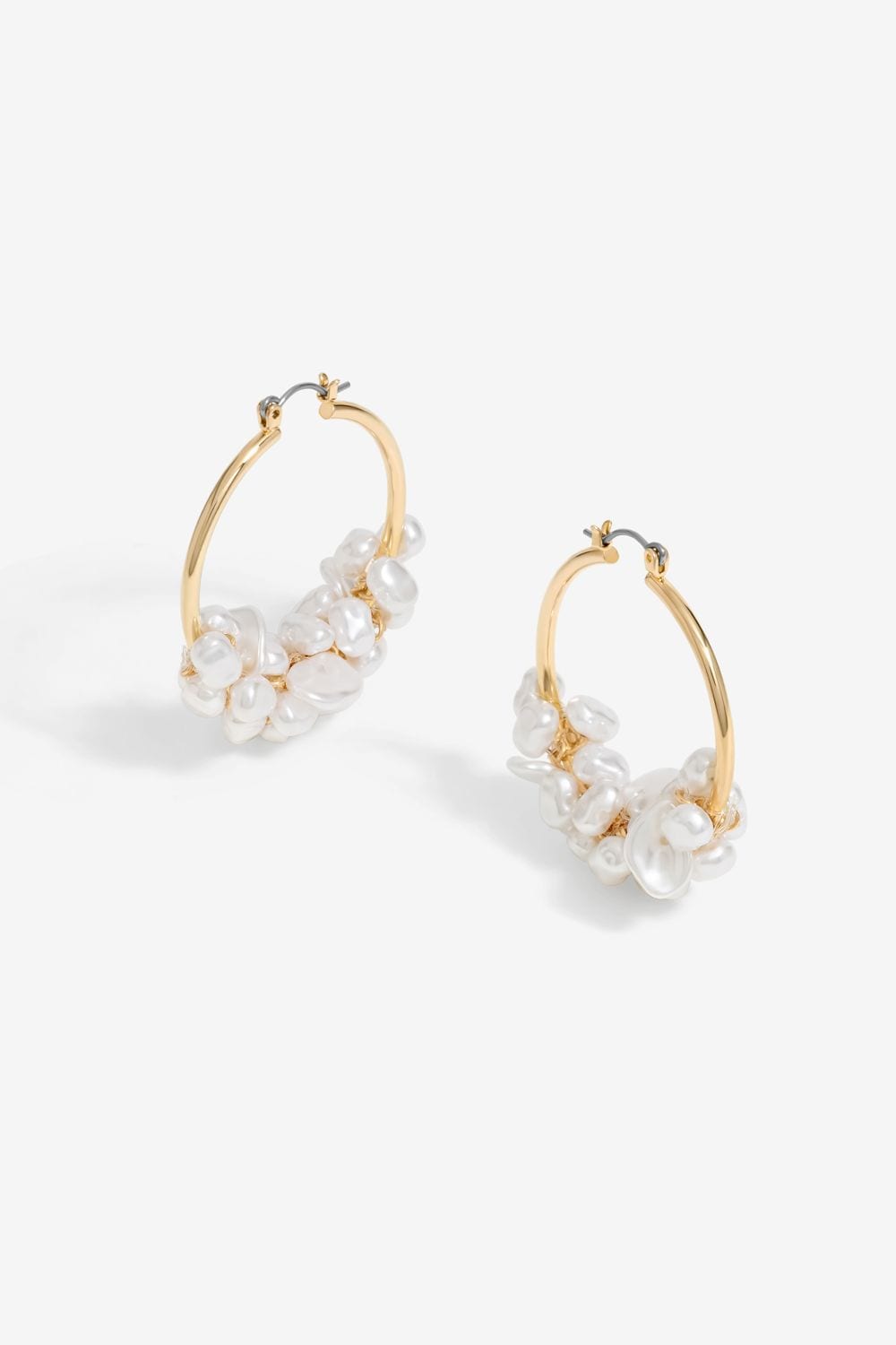 Mood Gold Pearl Cluster Hoop Earrings image 1