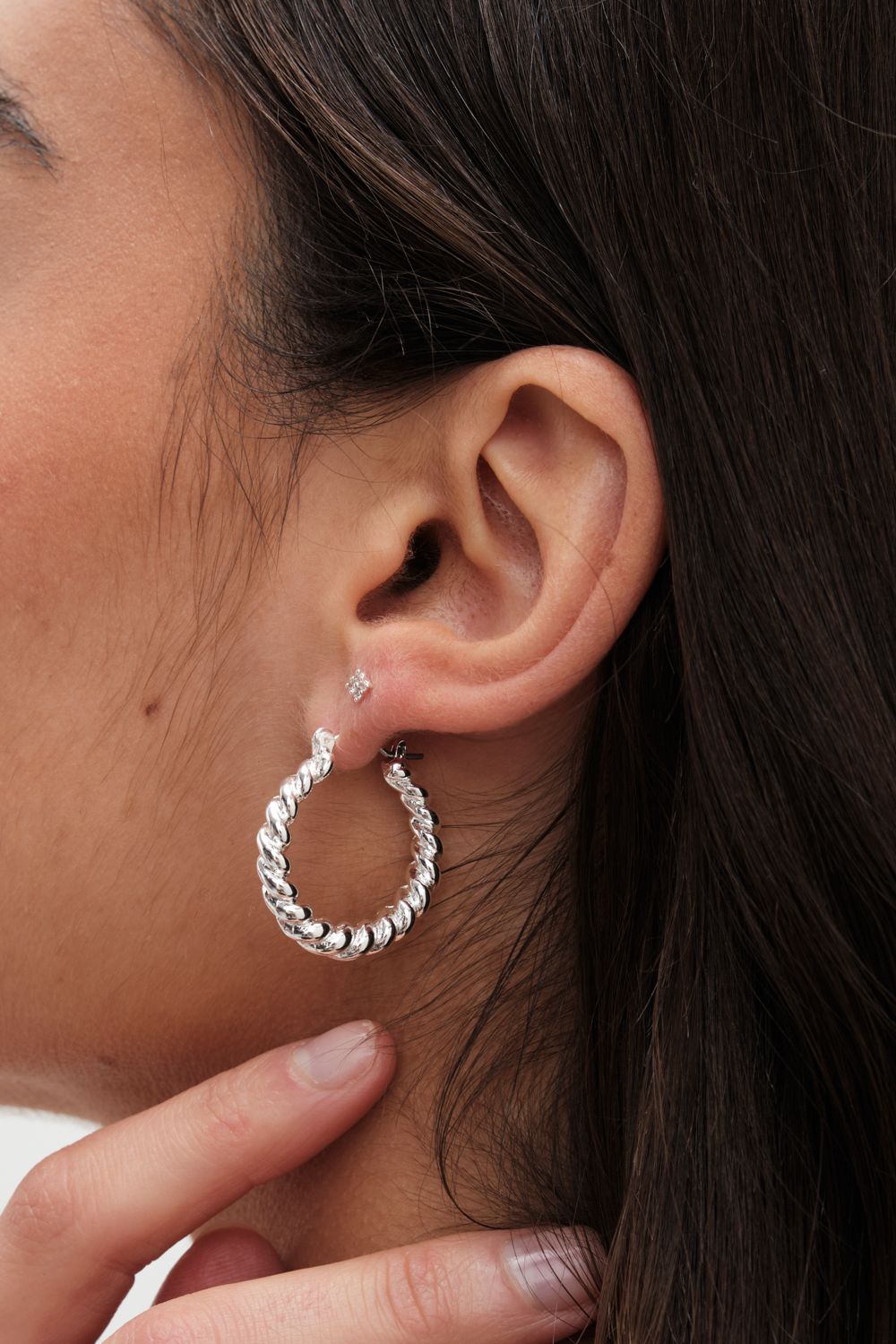 Jon Richard Silver Plated Polished Twist Hoop Earrings image 2