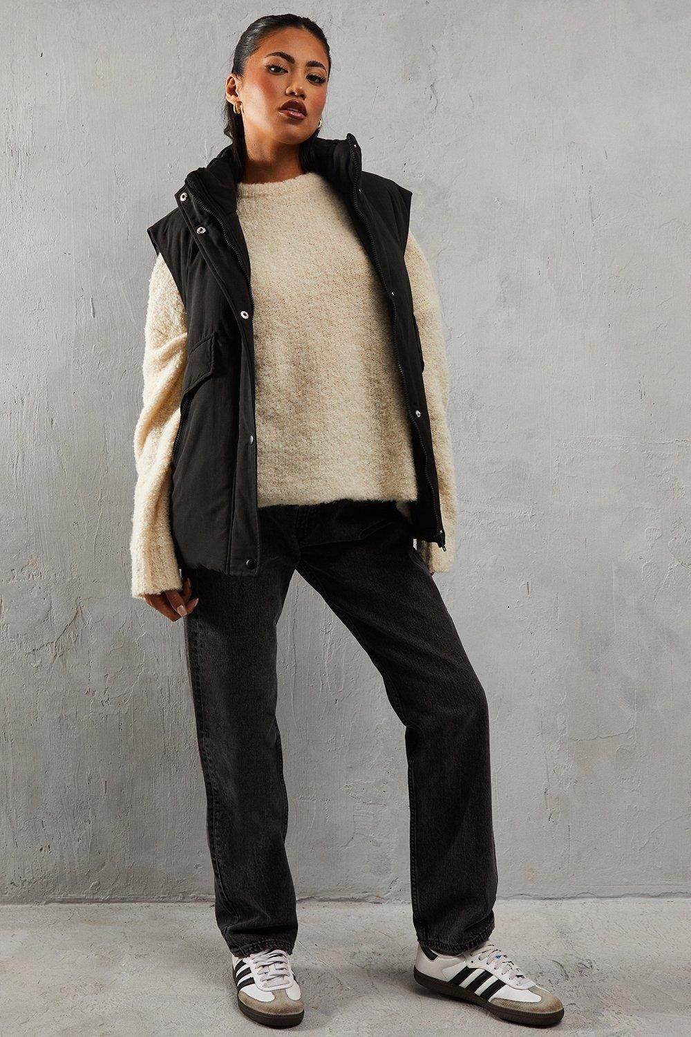 MissPap Zip Pocket Puffer Gilet Black image 2