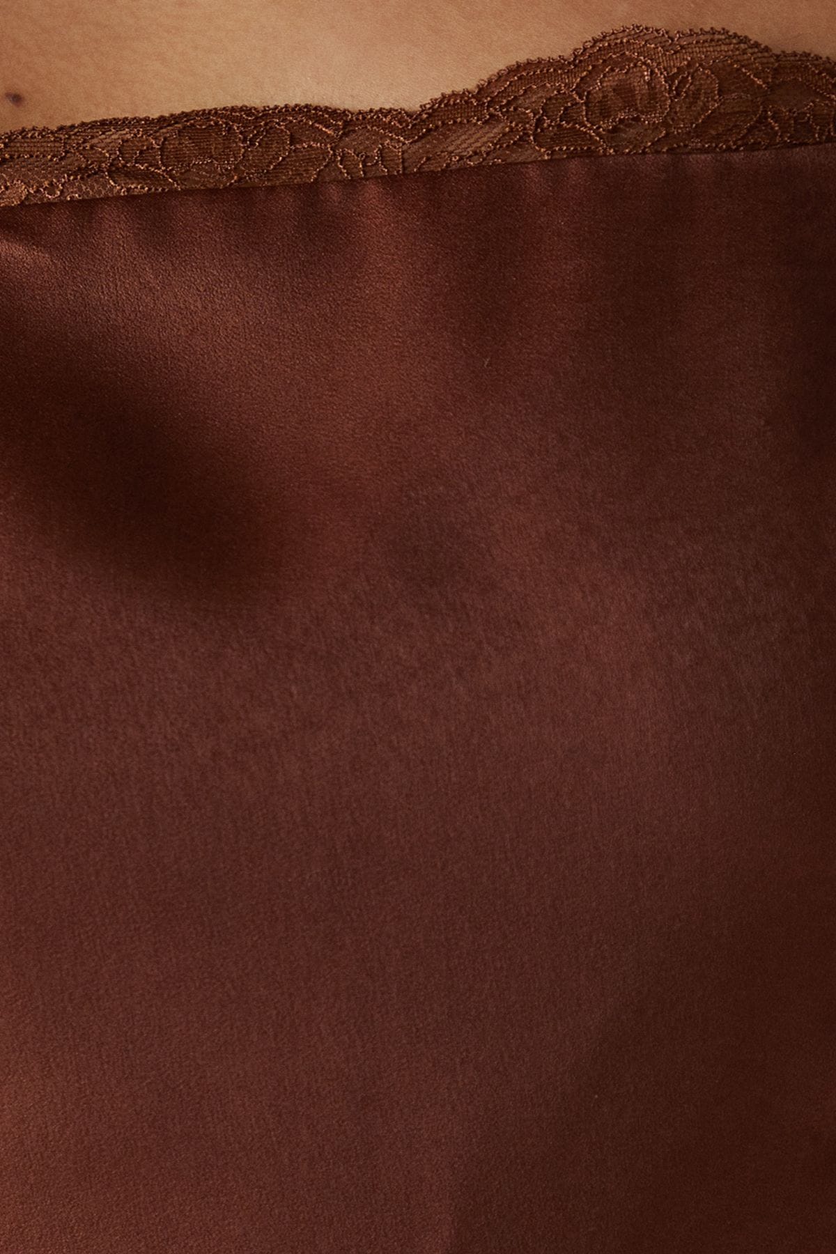 Warehouse Satin Lace Trim Elasticated Cuff Strappy Jumpsuit Chocolate image 5