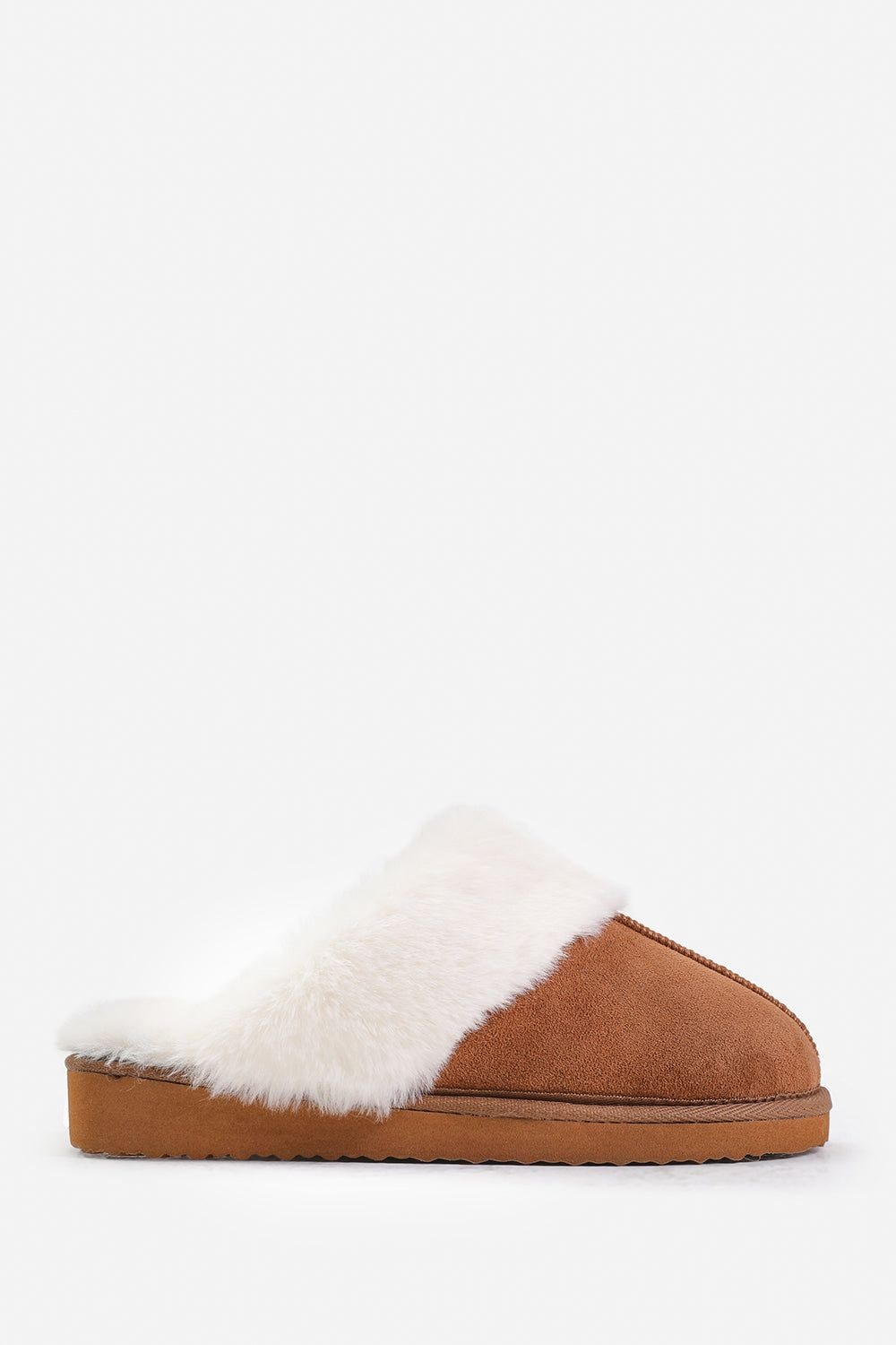 Where's That From 'Comfort' Slip On Slippers With Fur Trim Suede image 2