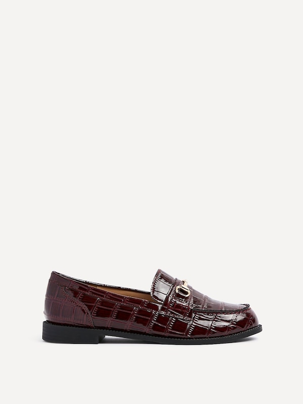 Linzi Maison Burgundy Faux Croc Patent Leather Loafer