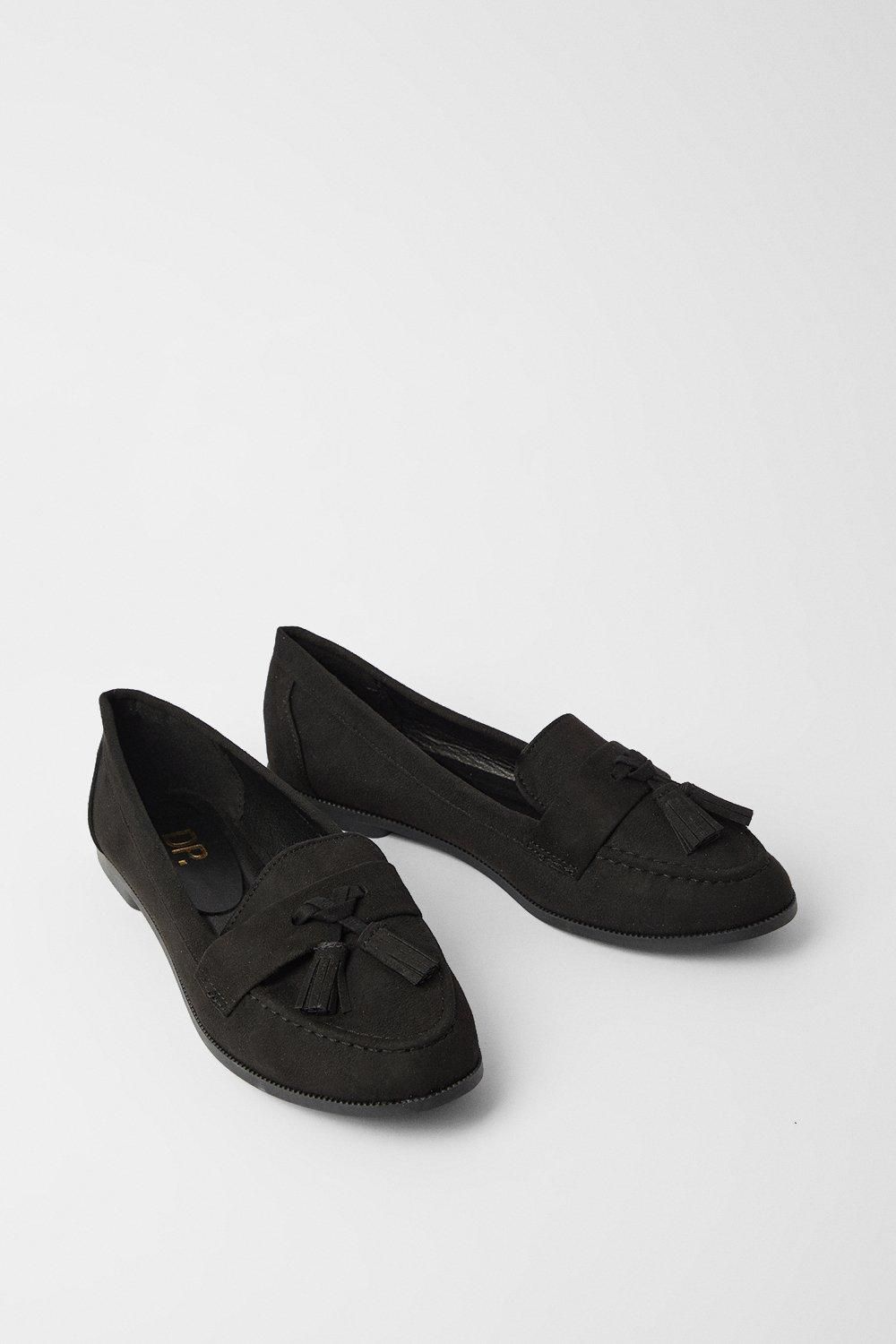 Dorothy Perkins Wide Fit Lennie Tassel Loafers Natural Black image 3