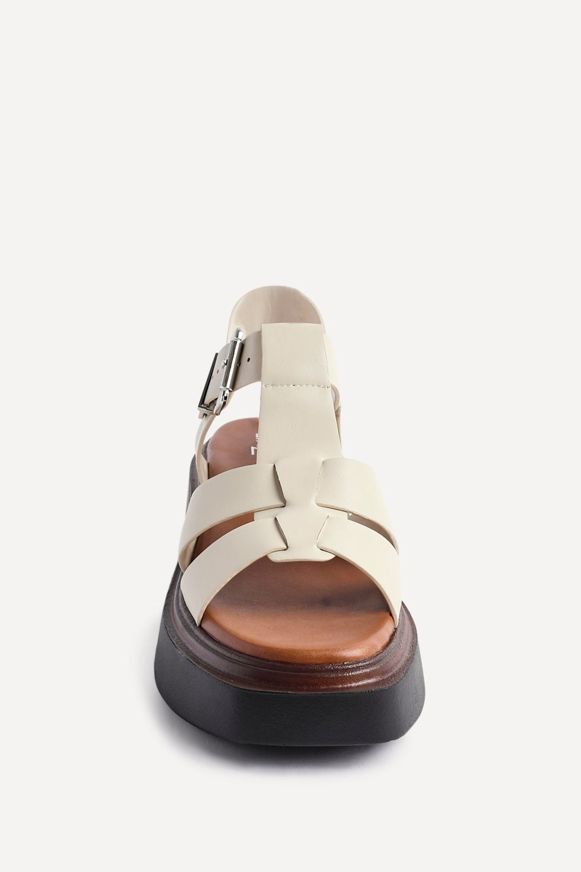 Linzi Retract Beige Faux Leather Gladiator Style Flatform Sandals image 4