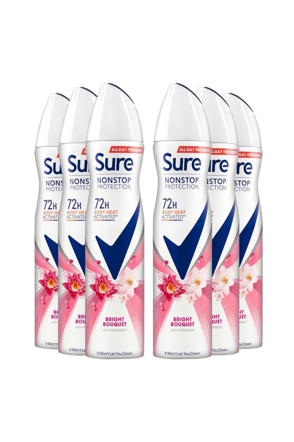 Sure Women 'Antiperspirant' 72H Protection Bright Bouquet Deo, 6x250ml image 1