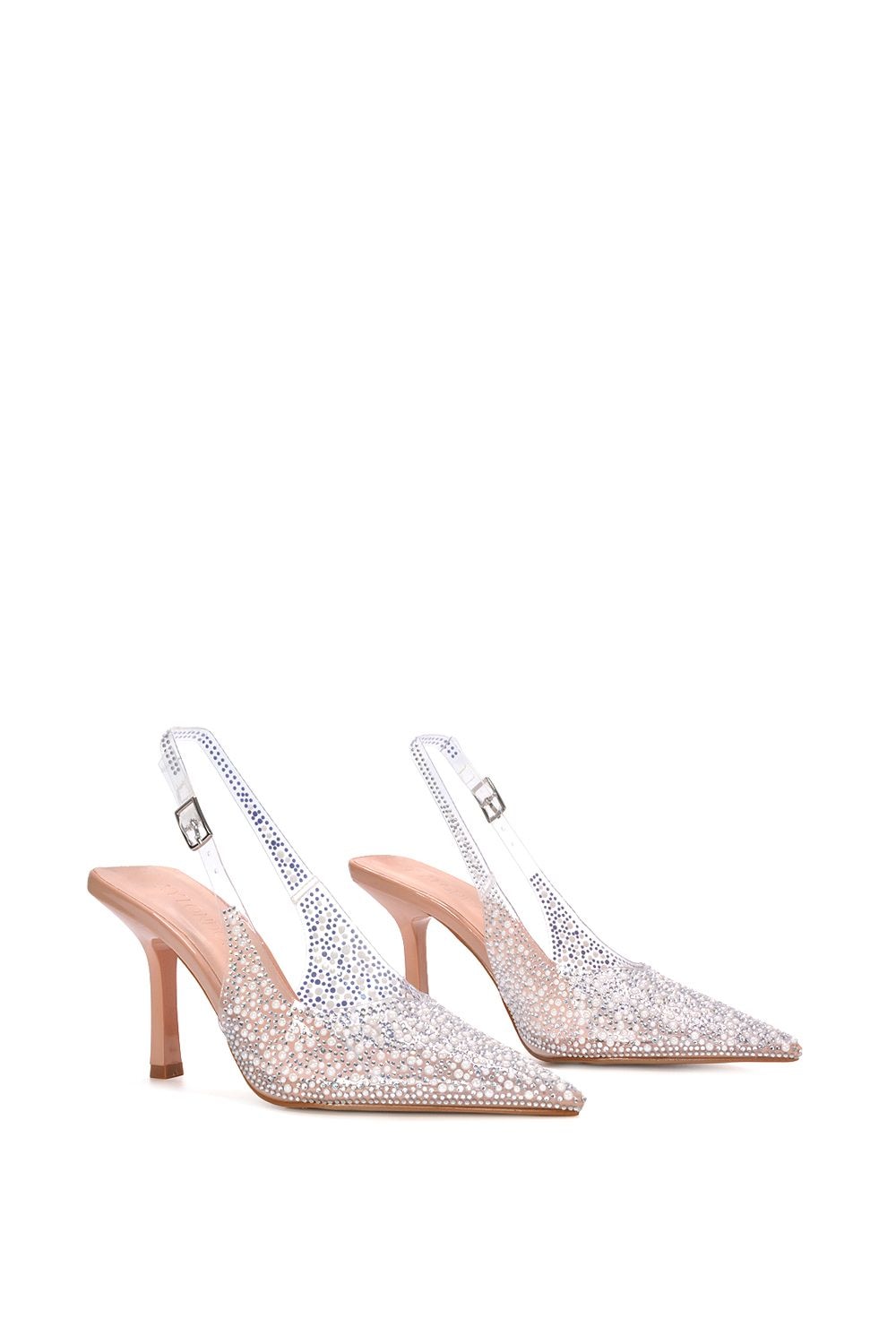 XY London 'Pauline' Pointed Toe Perspex Sparkly Slingback Stiletto High Heels image 3