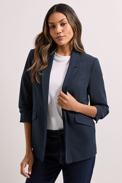Dorothy Perkins Ruched Sleeve Blazer Navy