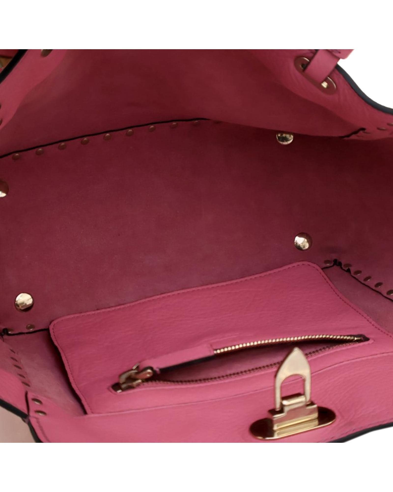 Valentino Preloved Studded Leather Handbag Wo - Pink Satchel image 5