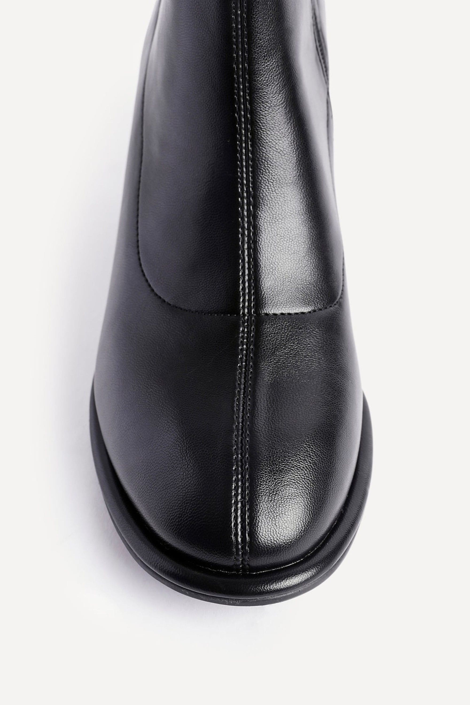 Linzi Rita Black Faux Leather Round Toe Block Heel Sock Boot image 4