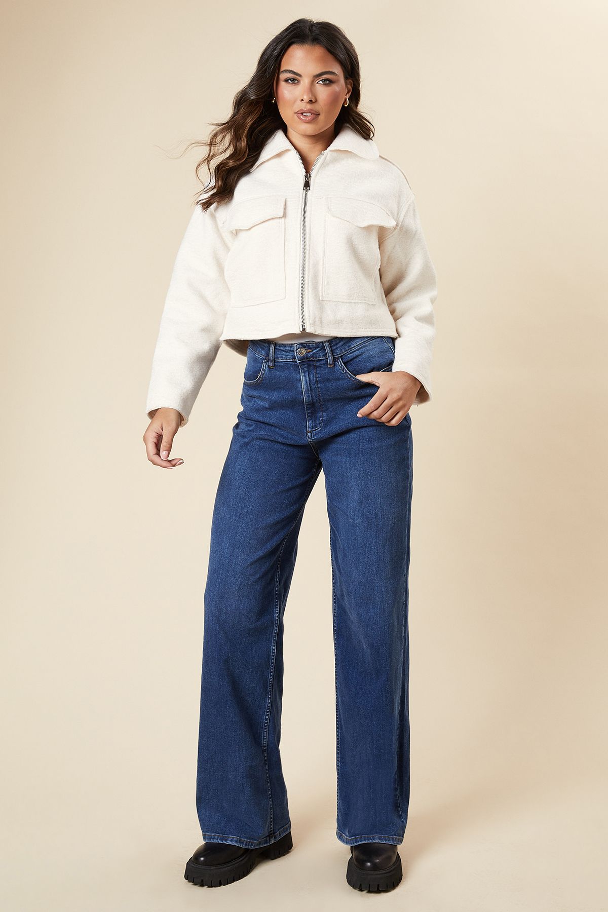 Dorothy Perkins Zip Front Pocket Detail Jacket White image 2