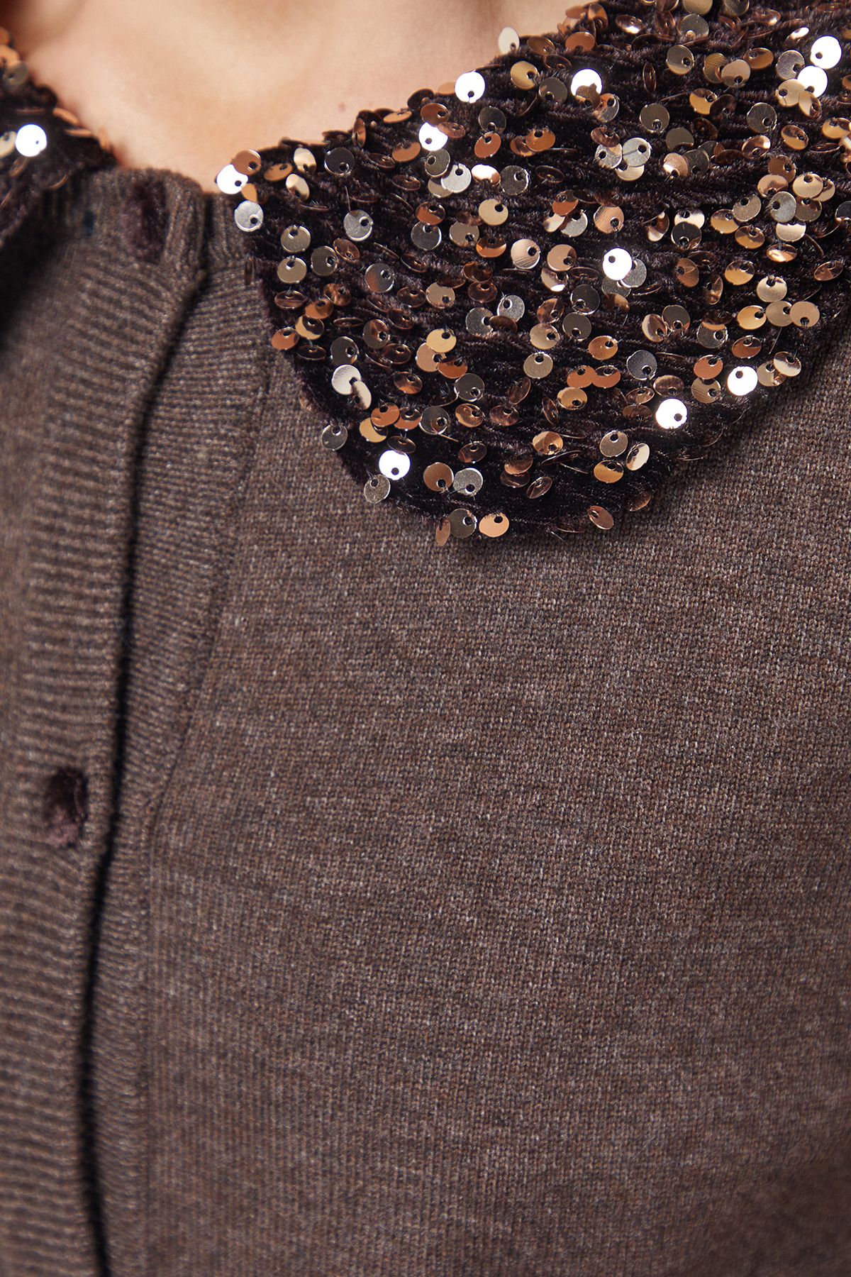 Oasis Sequin Collar Cardigan Brown image 5