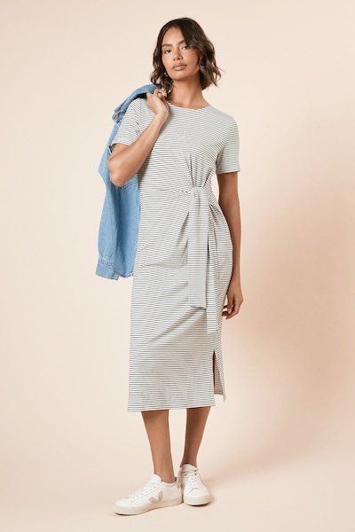Dorothy Perkins Knot Detail Stripe T Shirt Dress Mono