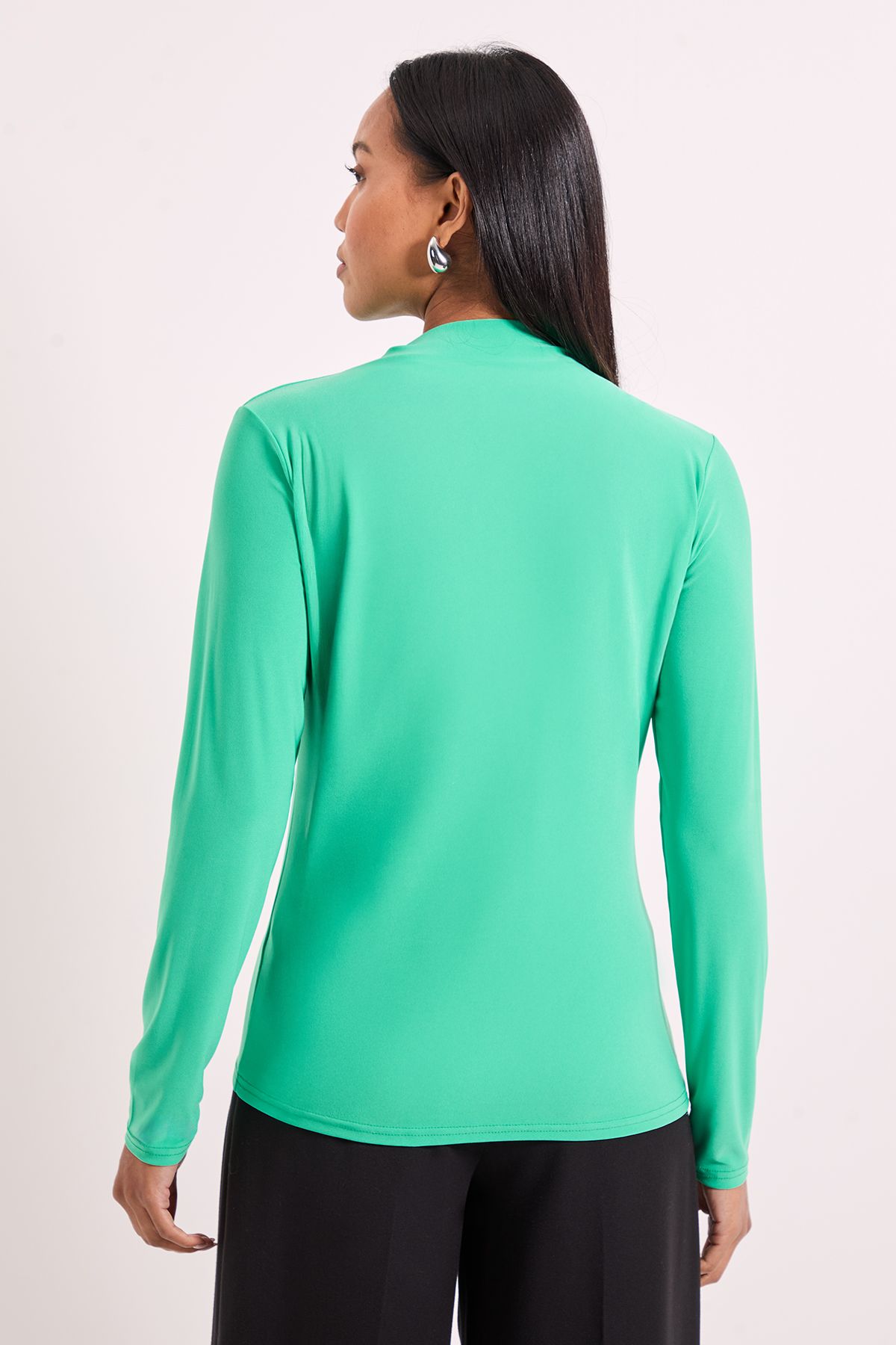 Principles Curved Seam Ruched Top Emerald image 3