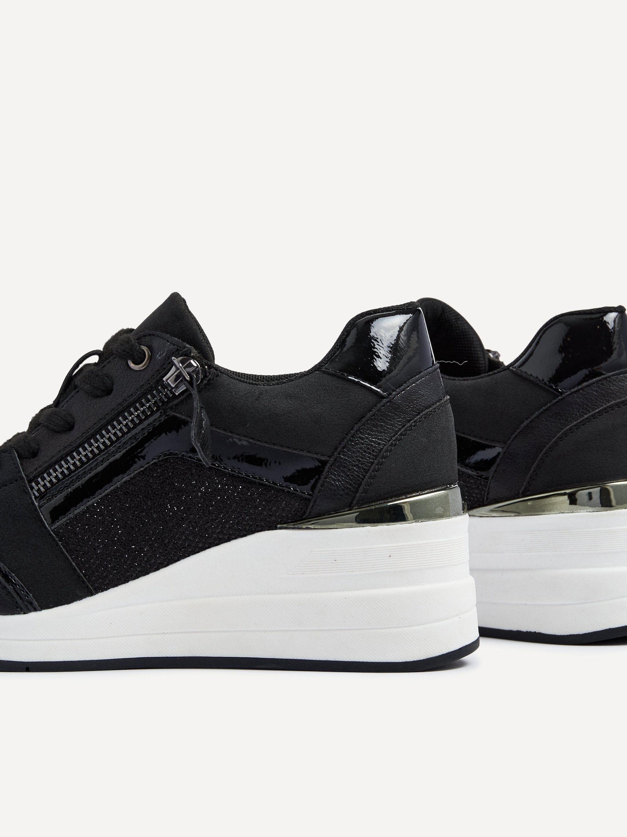 Linzi Everett Black Glitter Wedged Trainer image 4