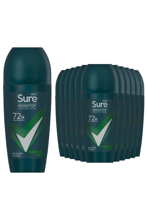 Sure Men 'Antiperspirant Deo' Roll On 72H Protection Quantum Dry, 12x50ml