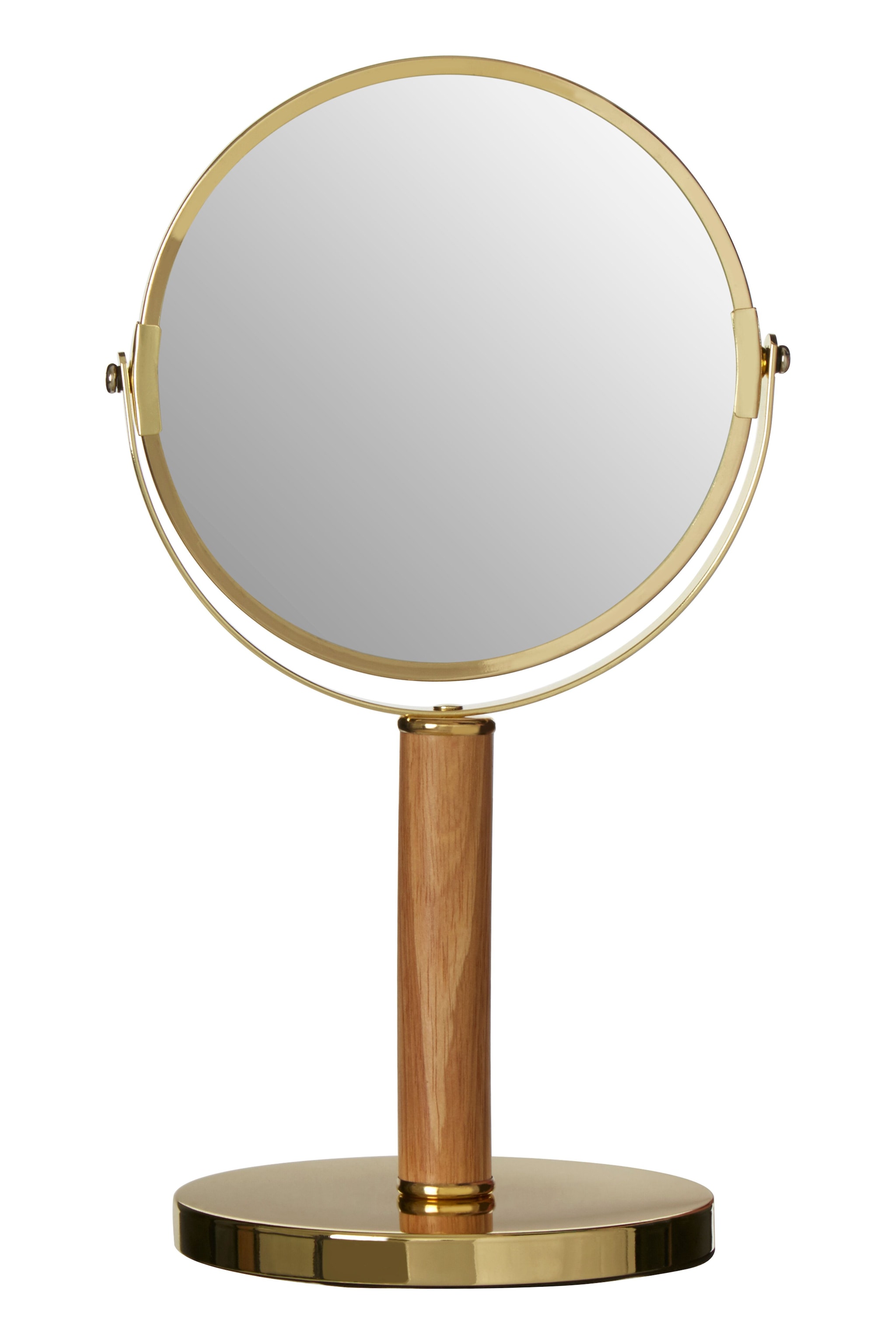 Orsina Iron and Rubberwood Table Mirror, Durable 33x15cm Swivel Vanity Mirror, Chrome Frame image 1