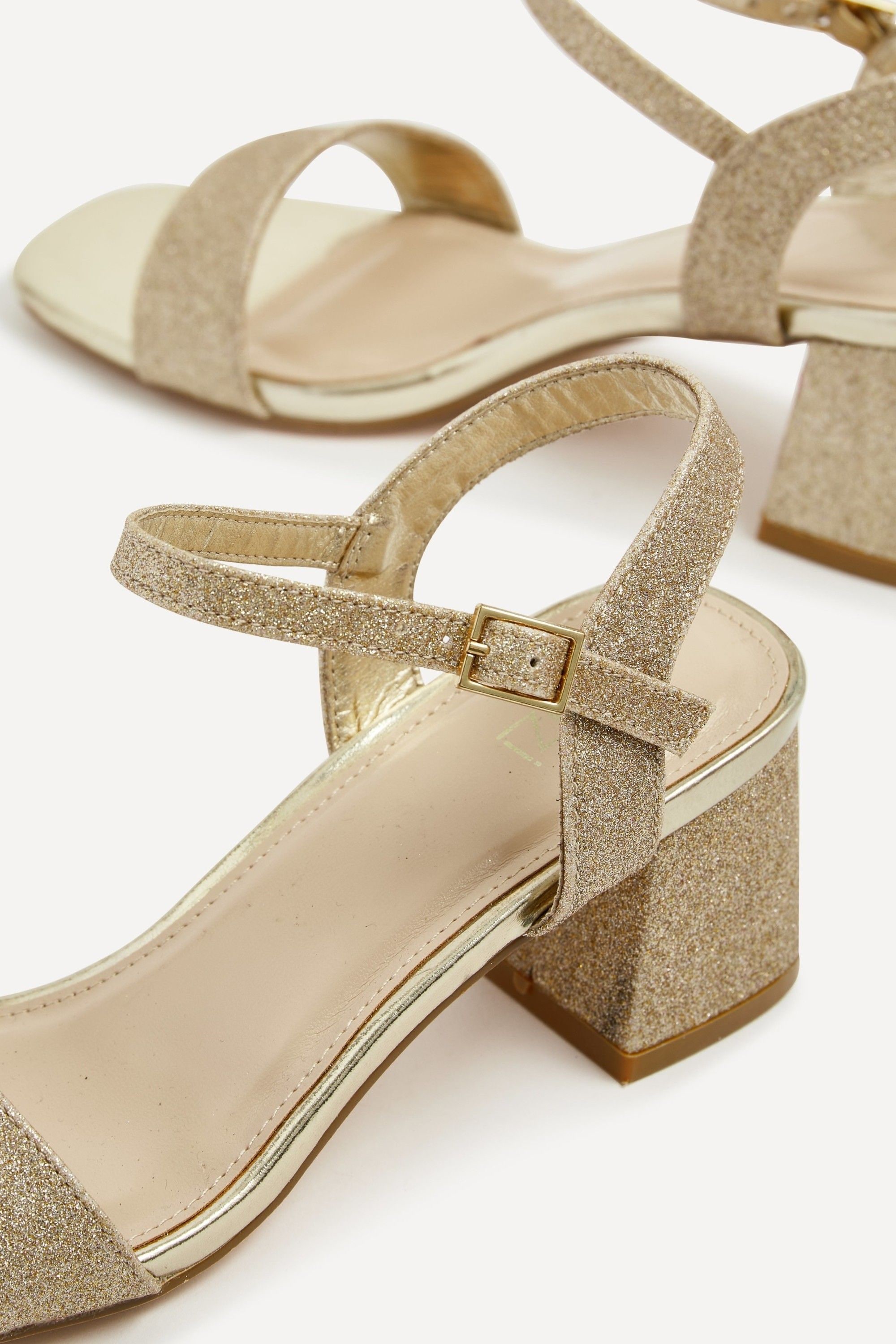 Linzi Darcie Gold Glitter Low Chunky Block Heeled Sandal image 5