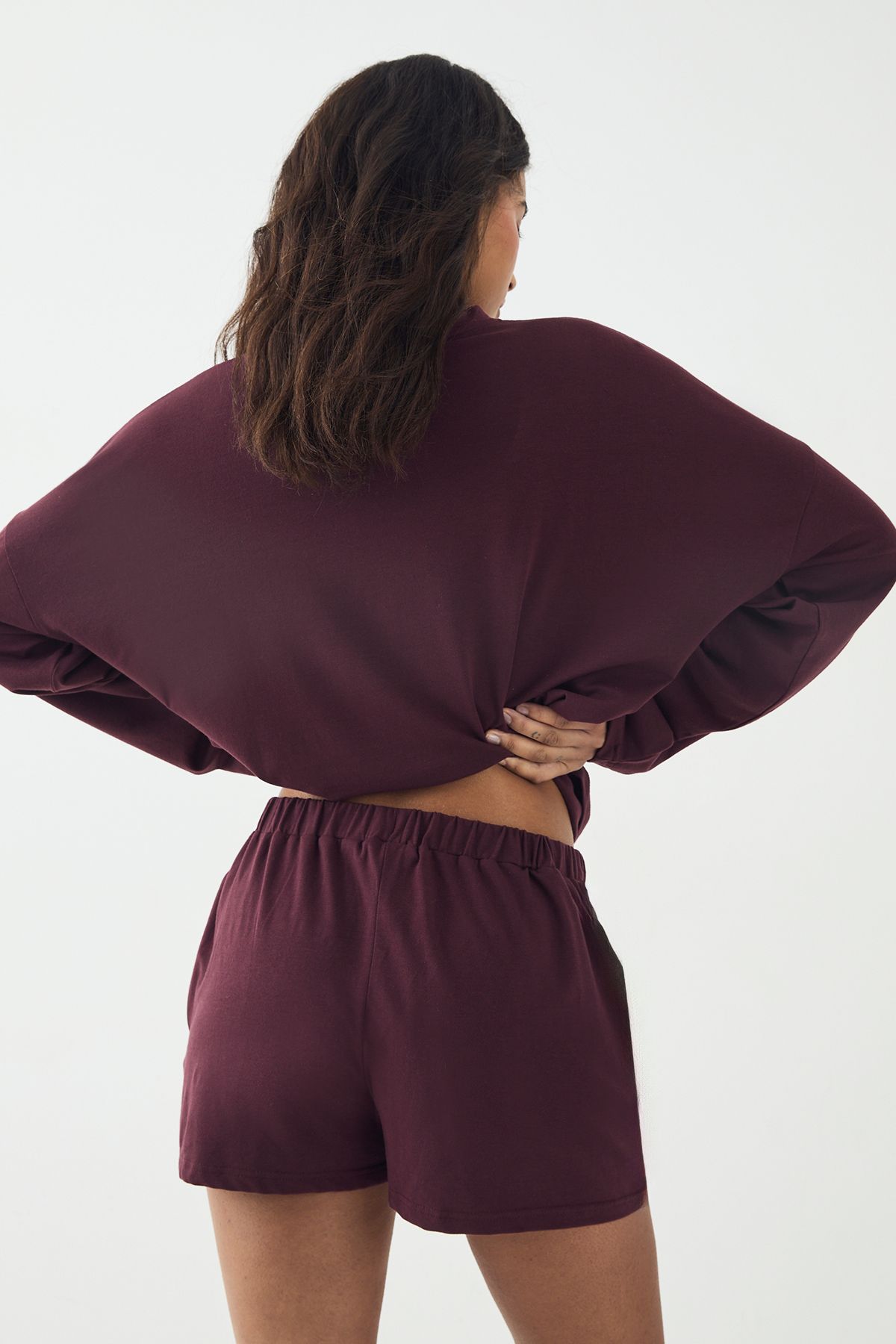 DSGN Studio DSGN Studio Lounge Henley Button Supersoft Short Burgundy image 2