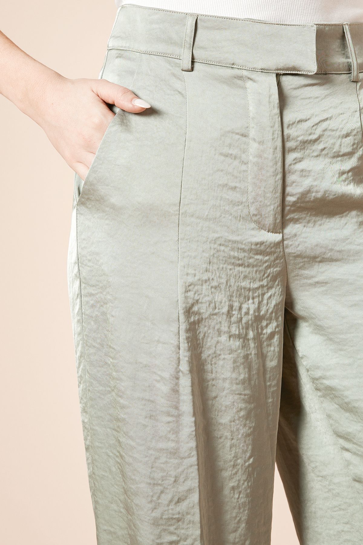 Dorothy Perkins Tailored Satin Straight Leg Trouser Mint image 3