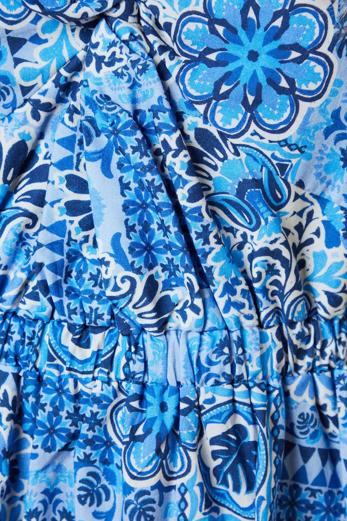 Dorothy Perkins Petite Poplin Twist Front Midi Dress Blue image 5