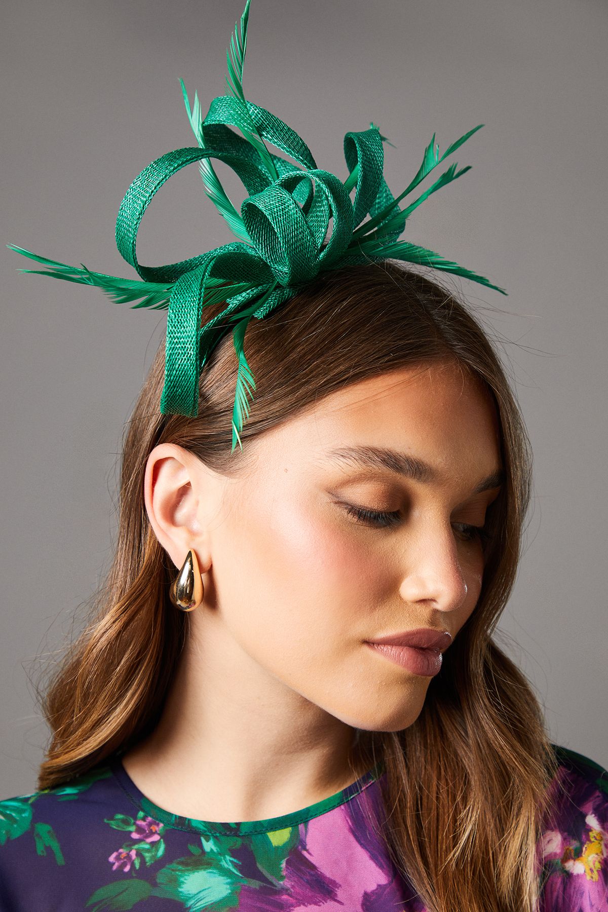 Coast Loop And Feather Headband Fascinator Green image 2