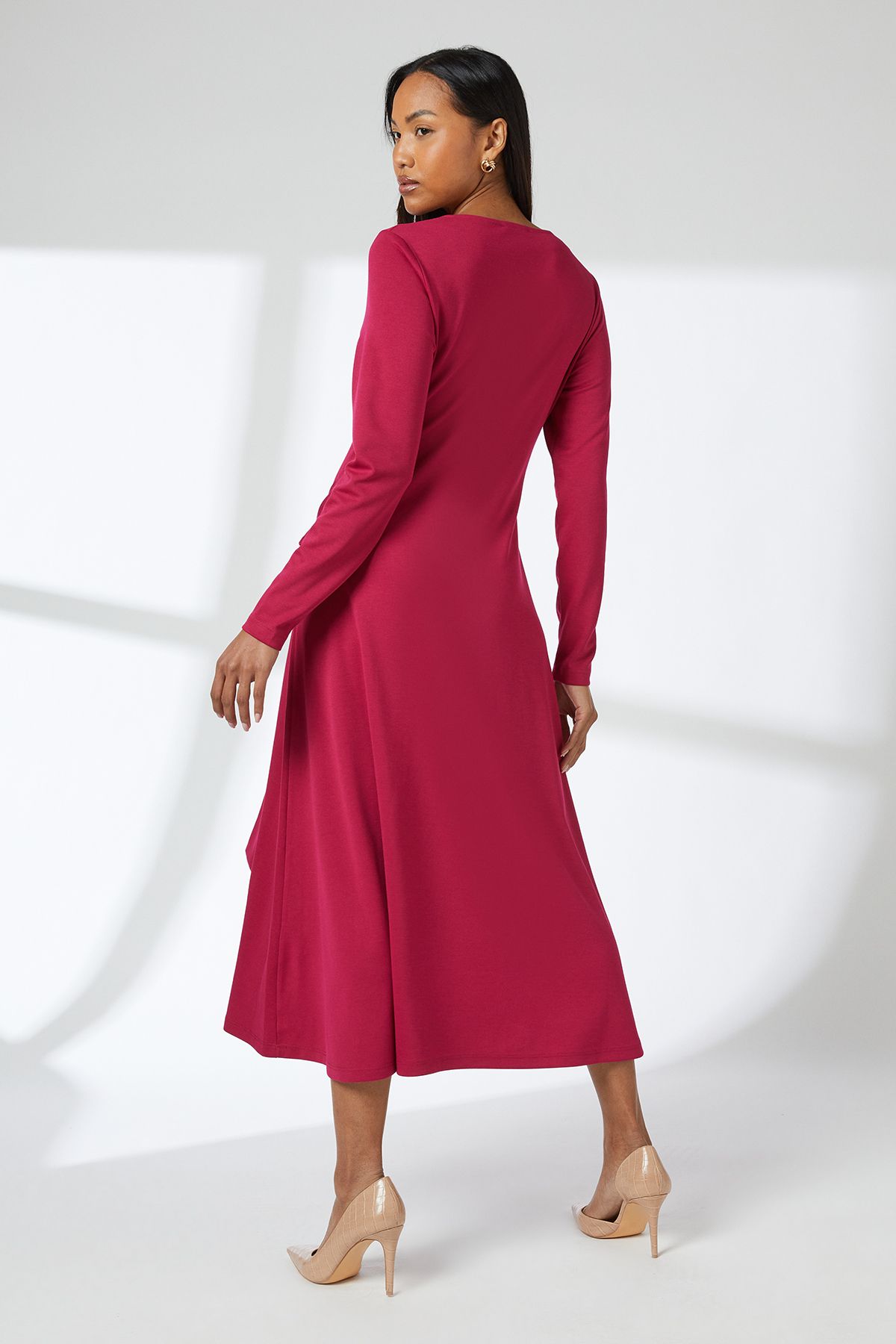Principles Raspberry Square Neck Belted Ponte Midi Dress Raspberry image 3