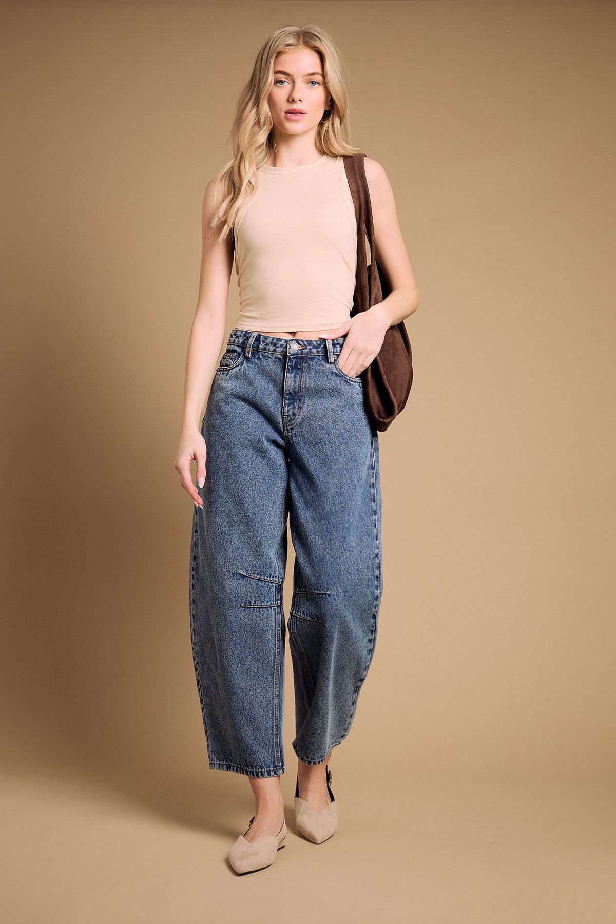 Oasis Binx Faux Suede Slingback Pointed Flat Shoes Taupe image 2