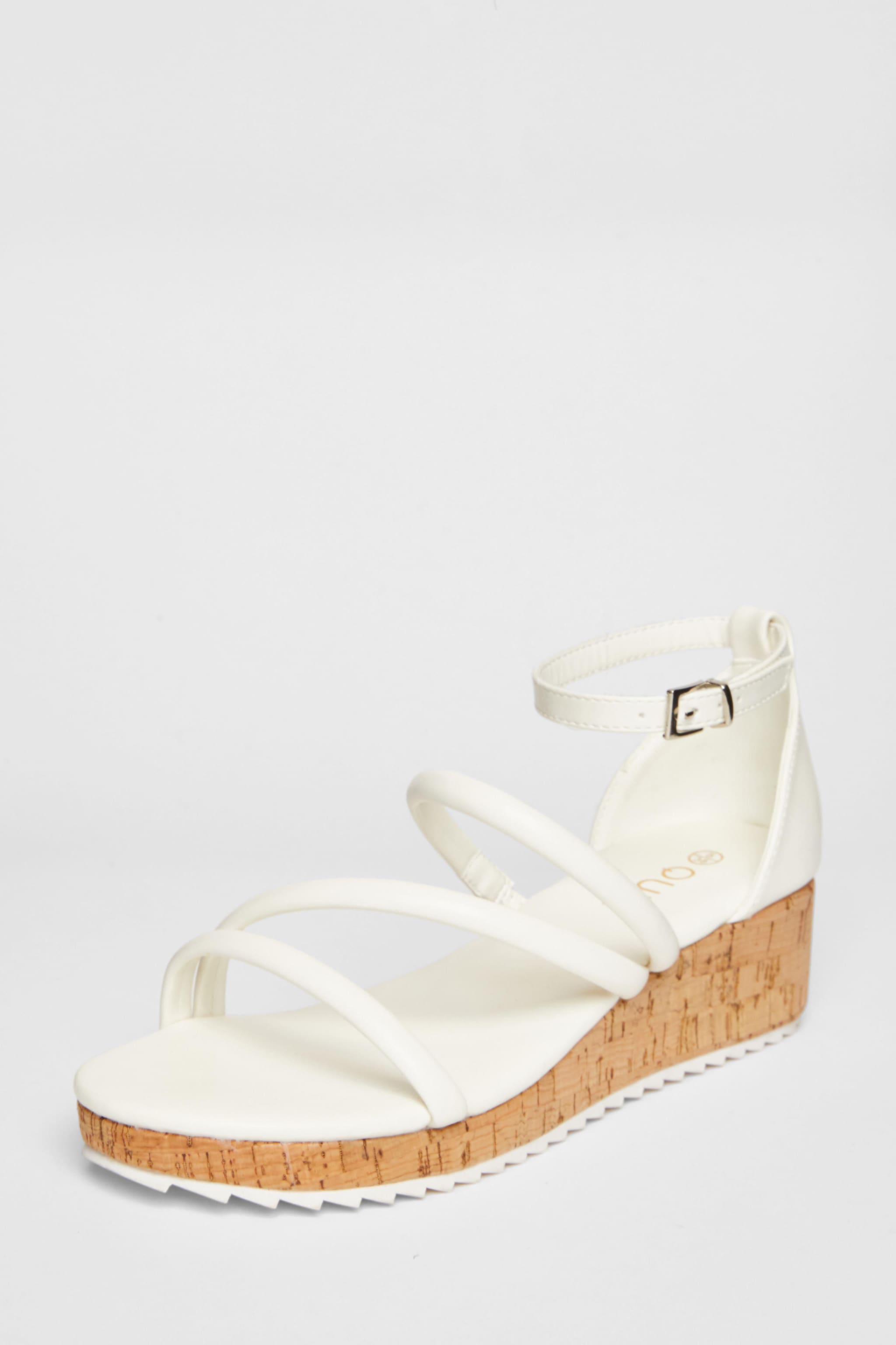 Quiz White Strappy Low Wedges image 1