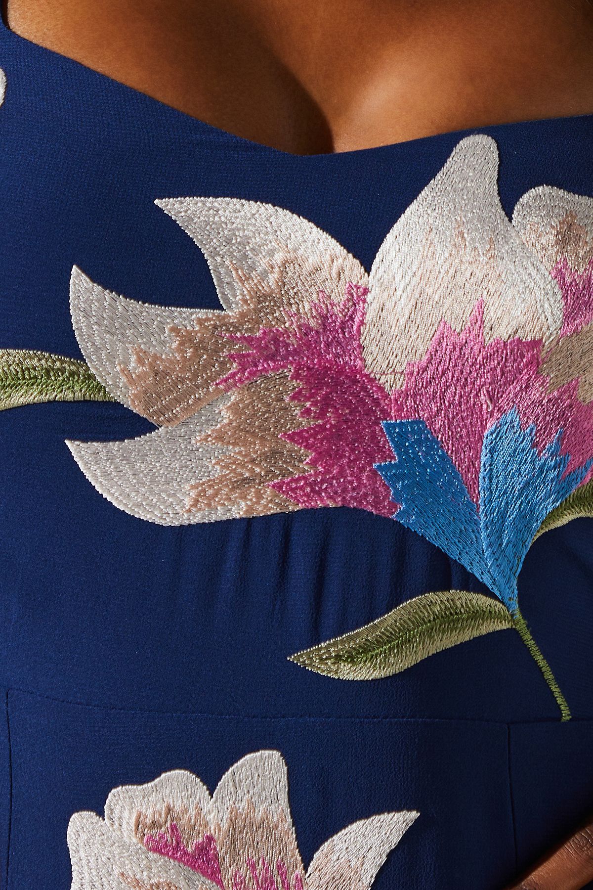 Coast Embroidered Ruffle Long Sleeve Dress Navy image 5