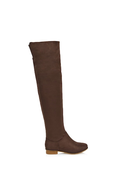 XY London 'Ivy' Flat Low Block Heel Over The Knee Boots