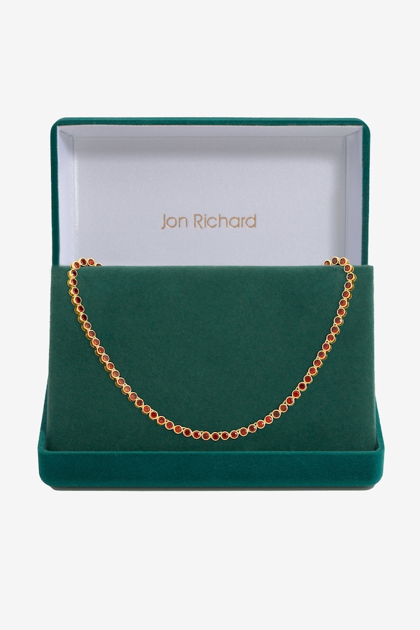 Jon Richard 14K Gold Plated and Red Cubic Zirconia Tennis Necklace - Gift Box