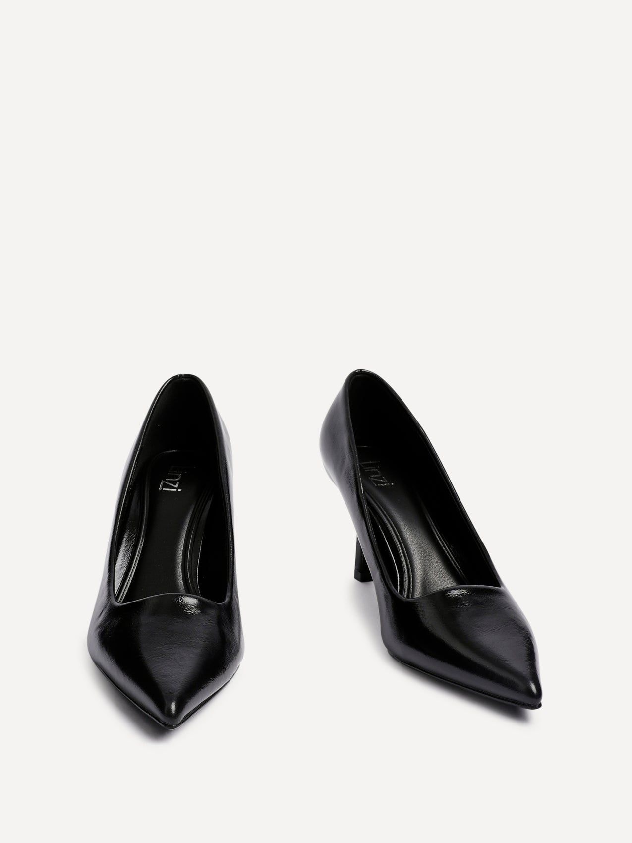 Linzi Kat Black Faux Leather Court Heels image 3